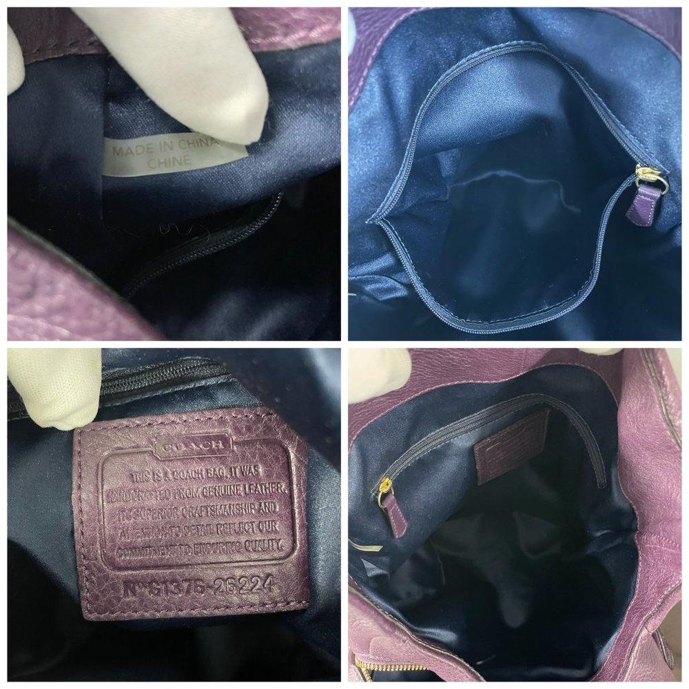 Coach #26224 Madison Leather Phoebe Shoulder Bag, Purple - Picture 13 of 14